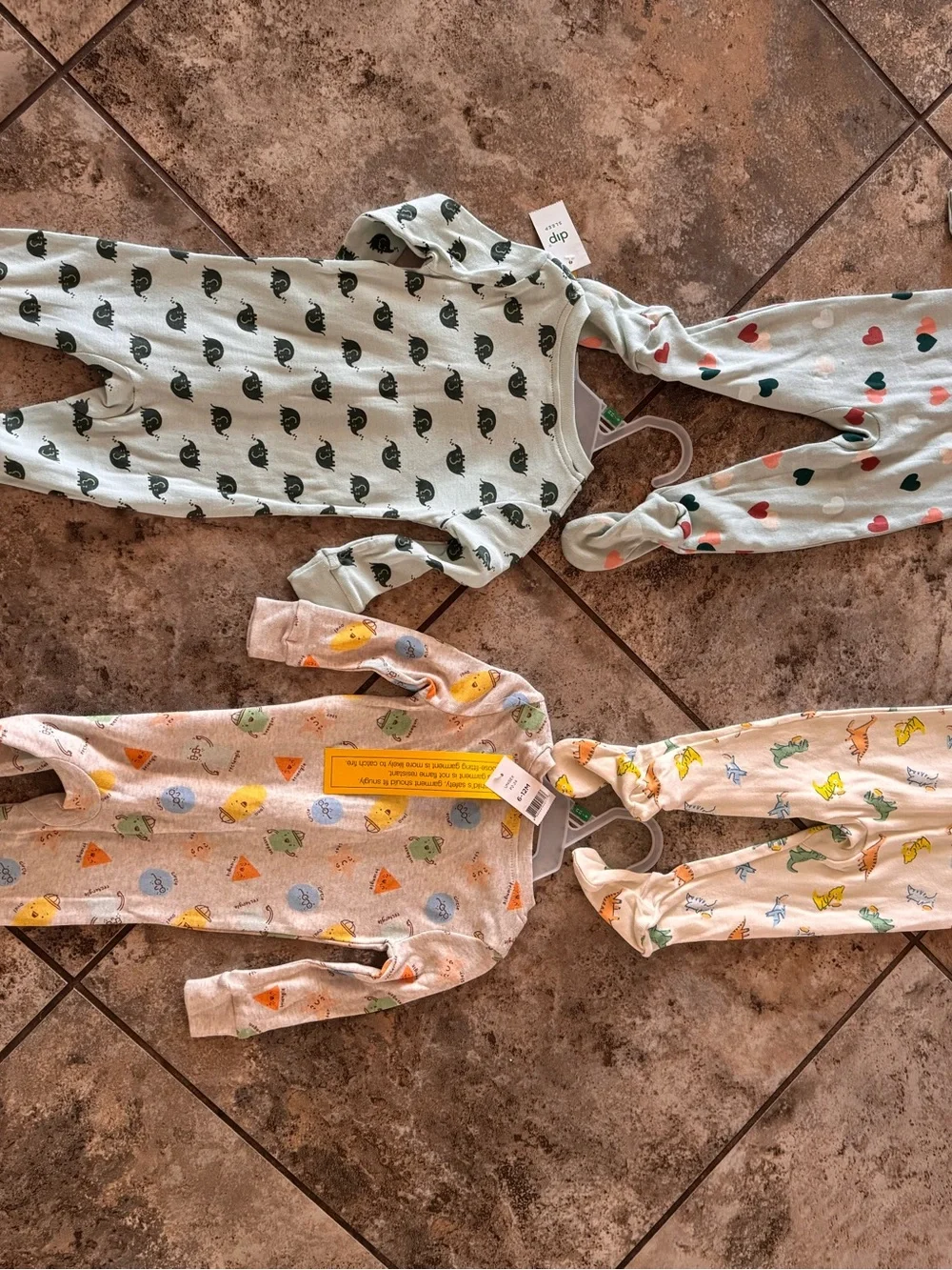 NWT Bundle of (4) Footie Full Zip Pajamas pjs size 6-12 months